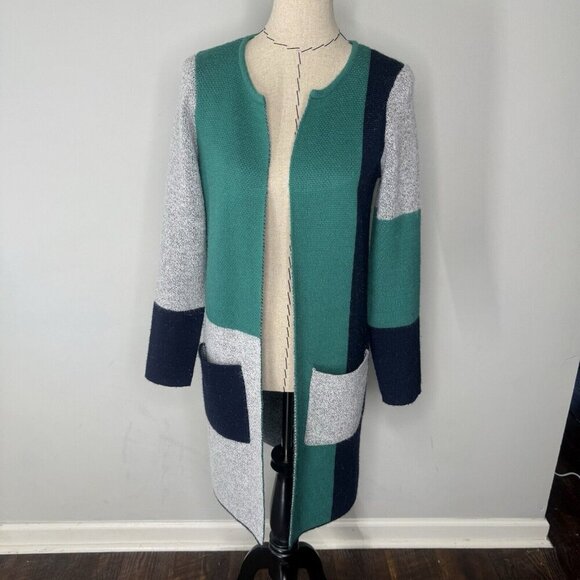 Noisy May Nina Cozy Cardigan Sweater Women’s Size Small Block Colors Faux Wool - Picture 1 of 7